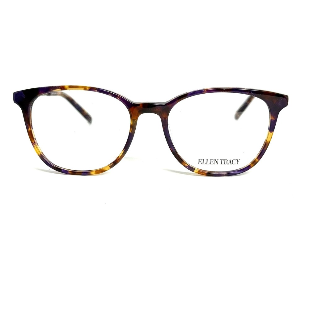 Ellen Tracy Sardinia Tortoise Multi Round Eyeglass Frames Gold Purple 49-16-135